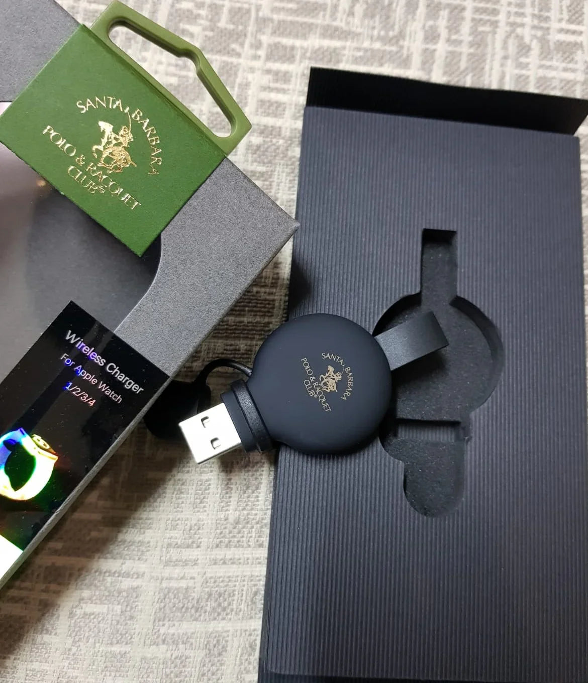 Santa Barbara Polo And Racquet Namir Wireless Charger For Apple Watch - Black (12 Months Warranty) - Tashqila Santa Barbara Polo And Racquet Namir Wireless Charger For Apple Watch - Black (12 Months Warranty) - Tashqila